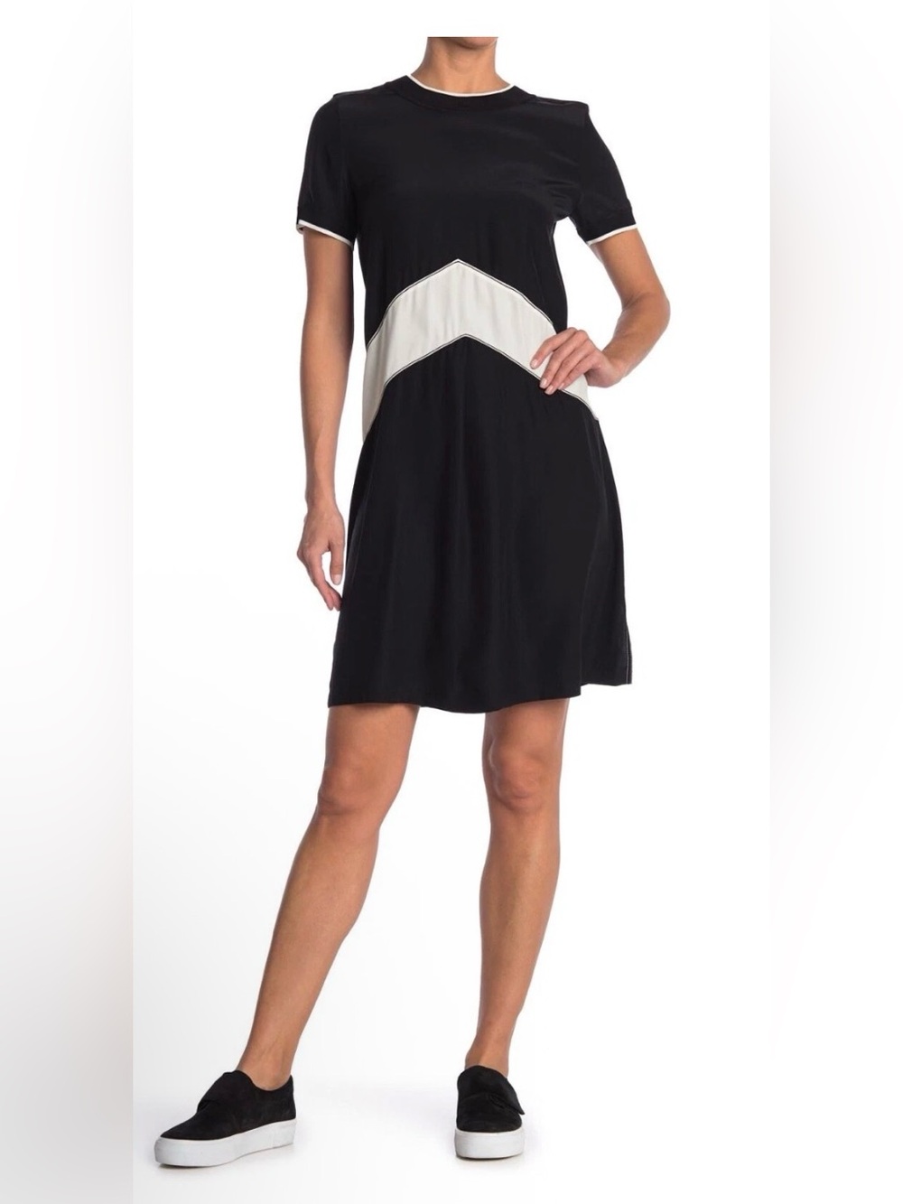 rag & bone Black and White Short Sleeve Mini Dress